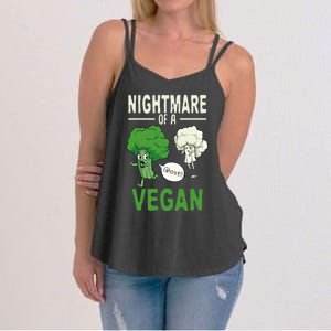 Broccoli Cauliflower Ghost Nightmare Of A Vegan Halloween Gift Women's Strappy Tank