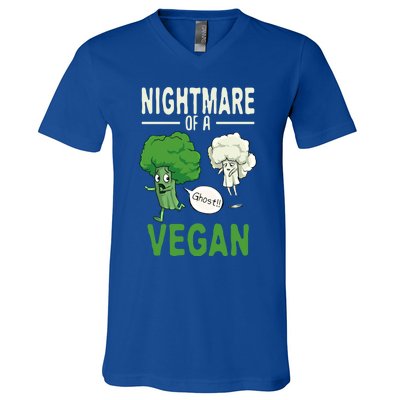 Broccoli Cauliflower Ghost Nightmare Of A Vegan Halloween Gift V-Neck T-Shirt