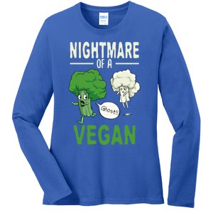 Broccoli Cauliflower Ghost Nightmare Of A Vegan Halloween Gift Ladies Long Sleeve Shirt