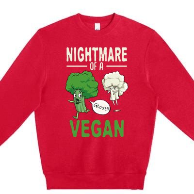 Broccoli Cauliflower Ghost Nightmare Of A Vegan Halloween Gift Premium Crewneck Sweatshirt