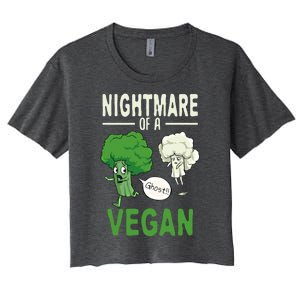 Broccoli Cauliflower Ghost Nightmare Of A Vegan Halloween Gift Women's Crop Top Tee