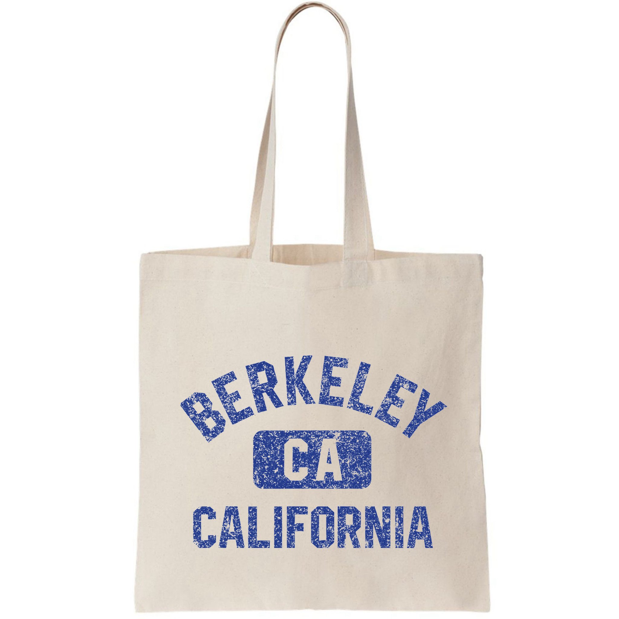 Berkeley California Gym Style Yellow W Distress Blue Print Bag