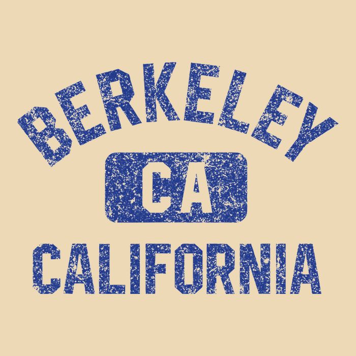Berkeley California Gym Style Yellow W Distress Blue Print Bag