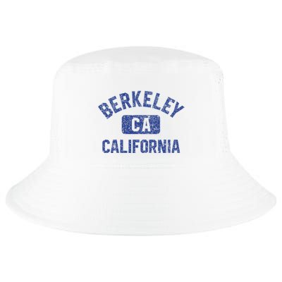 Berkeley California Gym Style Yellow W Distress Blue Print Cool Comfort Performance Bucket Hat