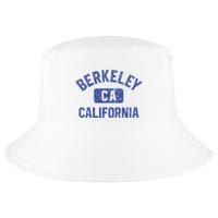 Berkeley California Gym Style Yellow W Distress Blue Print Cool Comfort Performance Bucket Hat