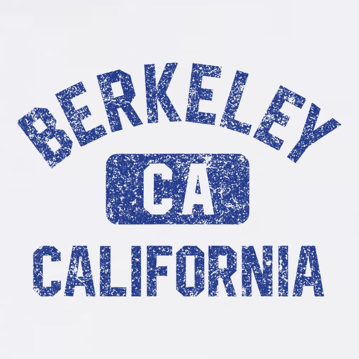 Berkeley California Gym Style Yellow W Distress Blue Print Cool Comfort Performance Bucket Hat