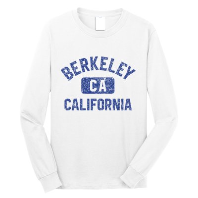 Berkeley California Gym Style Yellow W Distress Blue Print Long Sleeve Shirt