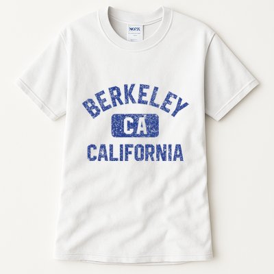Berkeley California Gym Style Yellow W Distress Blue Print Tall T-Shirt