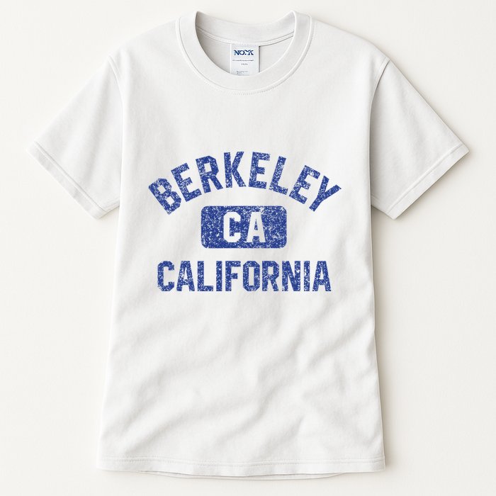 Berkeley California Gym Style Yellow W Distress Blue Print Tall T-Shirt