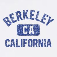 Berkeley California Gym Style Yellow W Distress Blue Print Tall T-Shirt