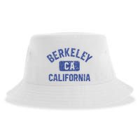Berkeley California Gym Style Yellow W Distress Blue Print Sustainable Bucket Hat