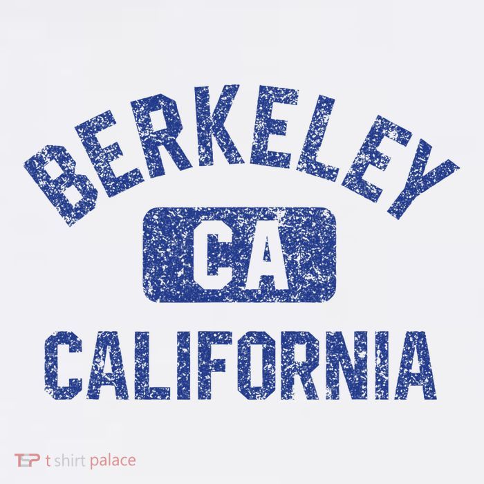 Berkeley California Gym Style Yellow W Distress Blue Print Button