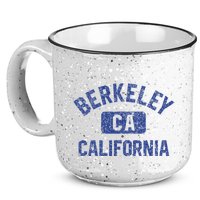 Berkeley California Gym Style Yellow W Distress Blue Print 15oz Campfire Ceramic Mug