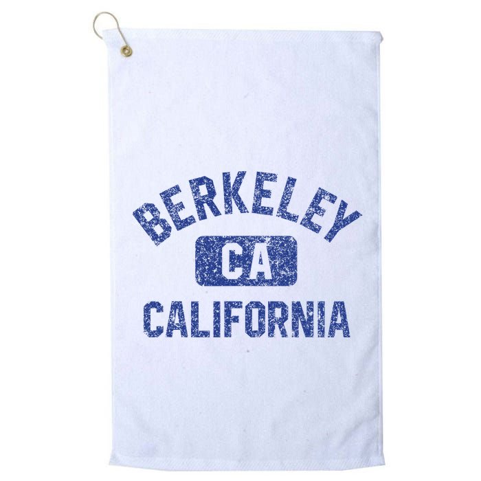 Berkeley California Gym Style Yellow W Distress Blue Print Golf Towel