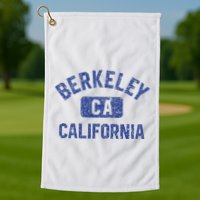 Berkeley California Gym Style Yellow W Distress Blue Print Golf Towel