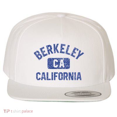 Berkeley California Gym Style Yellow W Distress Blue Print Wool Snapback Cap