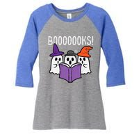 Boooks Cute Ghost Book Reading Teacher Halloween Costume Gift Women's Tri-Blend 3/4-Sleeve Raglan Shirt