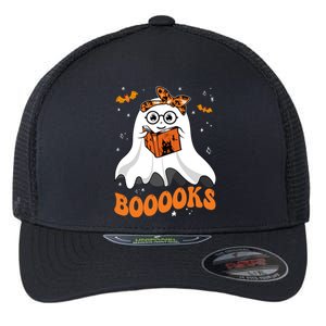 Booooks Cute Ghost Reading Library Books Halloween Teacher Gift Flexfit Unipanel Trucker Cap