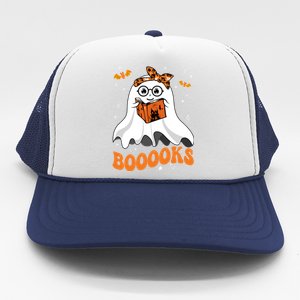 Booooks Cute Ghost Reading Library Books Halloween Teacher Gift Trucker Hat