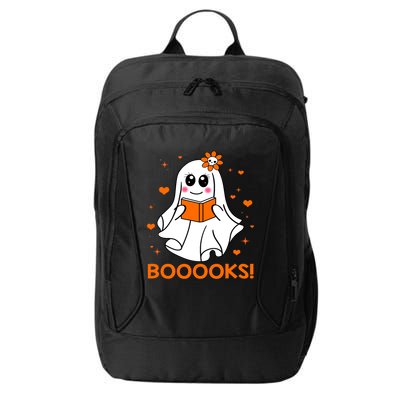 Booooks Cute Ghost Boo Reading Library Books Halloween Funny Gift City Backpack