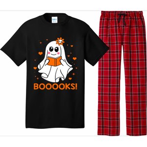 Booooks Cute Ghost Boo Reading Library Books Halloween Funny Gift Pajama Set