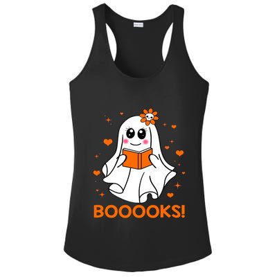 Booooks Cute Ghost Boo Reading Library Books Halloween Funny Gift Ladies PosiCharge Competitor Racerback Tank