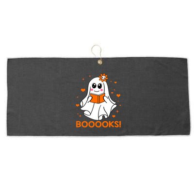 Booooks Cute Ghost Boo Reading Library Books Halloween Funny Gift Large Microfiber Waffle Golf Towel