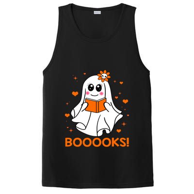 Booooks Cute Ghost Boo Reading Library Books Halloween Funny Gift PosiCharge Competitor Tank