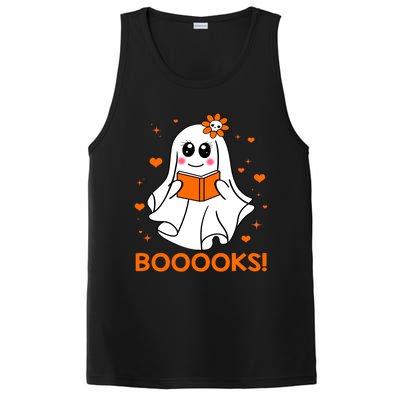 Booooks Cute Ghost Boo Reading Library Books Halloween Funny Gift PosiCharge Competitor Tank