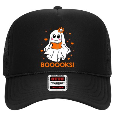 Booooks Cute Ghost Boo Reading Library Books Halloween Funny Gift Trucker Hat