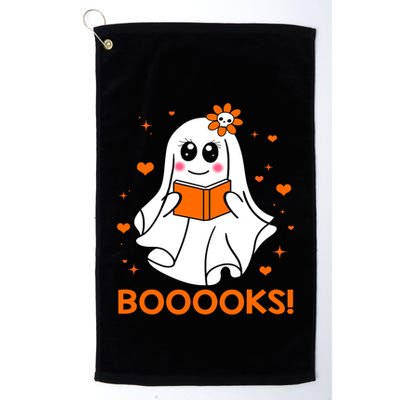 Booooks Cute Ghost Boo Reading Library Books Halloween Funny Gift Golf Towel