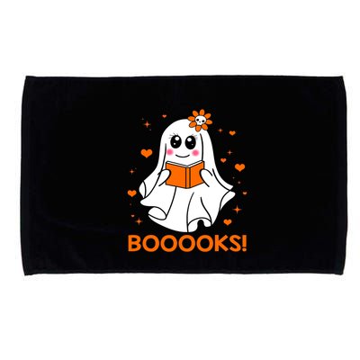 Booooks Cute Ghost Boo Reading Library Books Halloween Funny Gift Microfiber Hand Towel