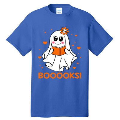 Booooks Cute Ghost Boo Reading Library Books Halloween Funny Gift Tall T-Shirt