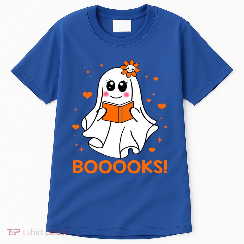 Booooks Cute Ghost Boo Reading Library Books Halloween Funny Gift Tall T-Shirt