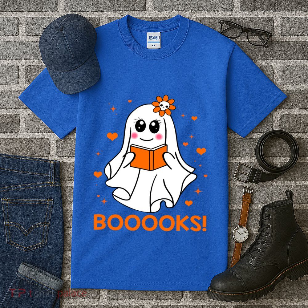 Booooks Cute Ghost Boo Reading Library Books Halloween Funny Gift Tall T-Shirt
