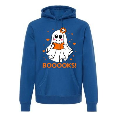 Booooks Cute Ghost Boo Reading Library Books Halloween Funny Gift Premium Hoodie