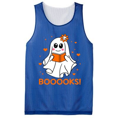 Booooks Cute Ghost Boo Reading Library Books Halloween Funny Gift Mesh Reversible Basketball Jersey Tank