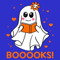 Booooks Cute Ghost Boo Reading Library Books Halloween Funny Gift Magnet