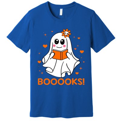 Booooks Cute Ghost Boo Reading Library Books Halloween Funny Gift Premium T-Shirt