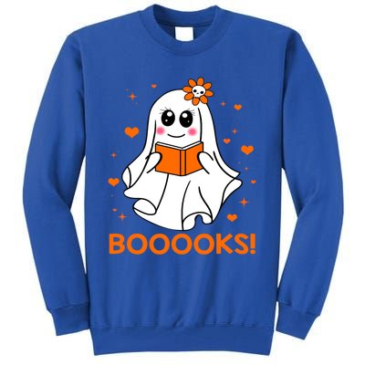 Booooks Cute Ghost Boo Reading Library Books Halloween Funny Gift Tall Sweatshirt