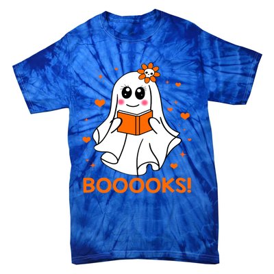 Booooks Cute Ghost Boo Reading Library Books Halloween Funny Gift Tie-Dye T-Shirt