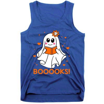 Booooks Cute Ghost Boo Reading Library Books Halloween Funny Gift Tank Top