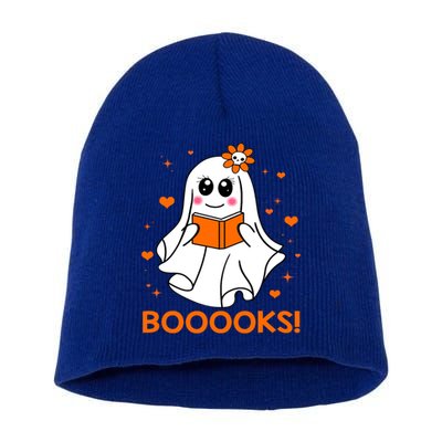 Booooks Cute Ghost Boo Reading Library Books Halloween Funny Gift Short Acrylic Beanie
