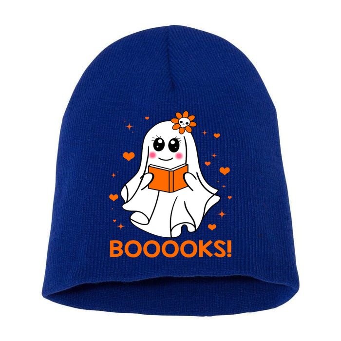 Booooks Cute Ghost Boo Reading Library Books Halloween Funny Gift Short Acrylic Beanie