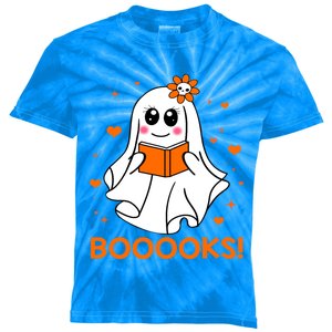 Booooks Cute Ghost Boo Reading Library Books Halloween Funny Gift Kids Tie-Dye T-Shirt