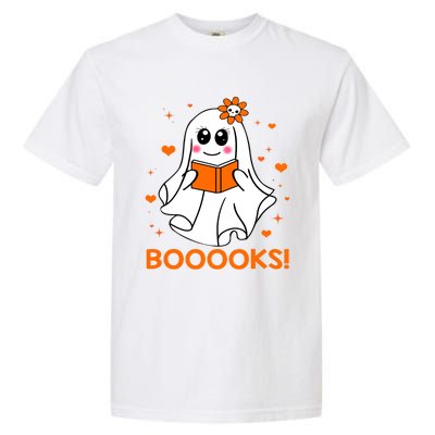 Booooks Cute Ghost Boo Reading Library Books Halloween Funny Gift Garment-Dyed Heavyweight T-Shirt