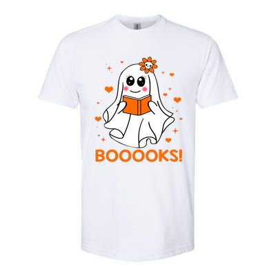 Booooks Cute Ghost Boo Reading Library Books Halloween Funny Gift Softstyle CVC T-Shirt