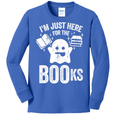 Booooks Cute Ghost Reading Books Halloween Gift Kids Long Sleeve Shirt