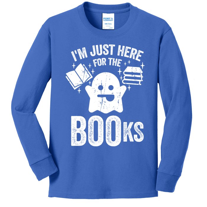 Booooks Cute Ghost Reading Books Halloween Gift Kids Long Sleeve Shirt