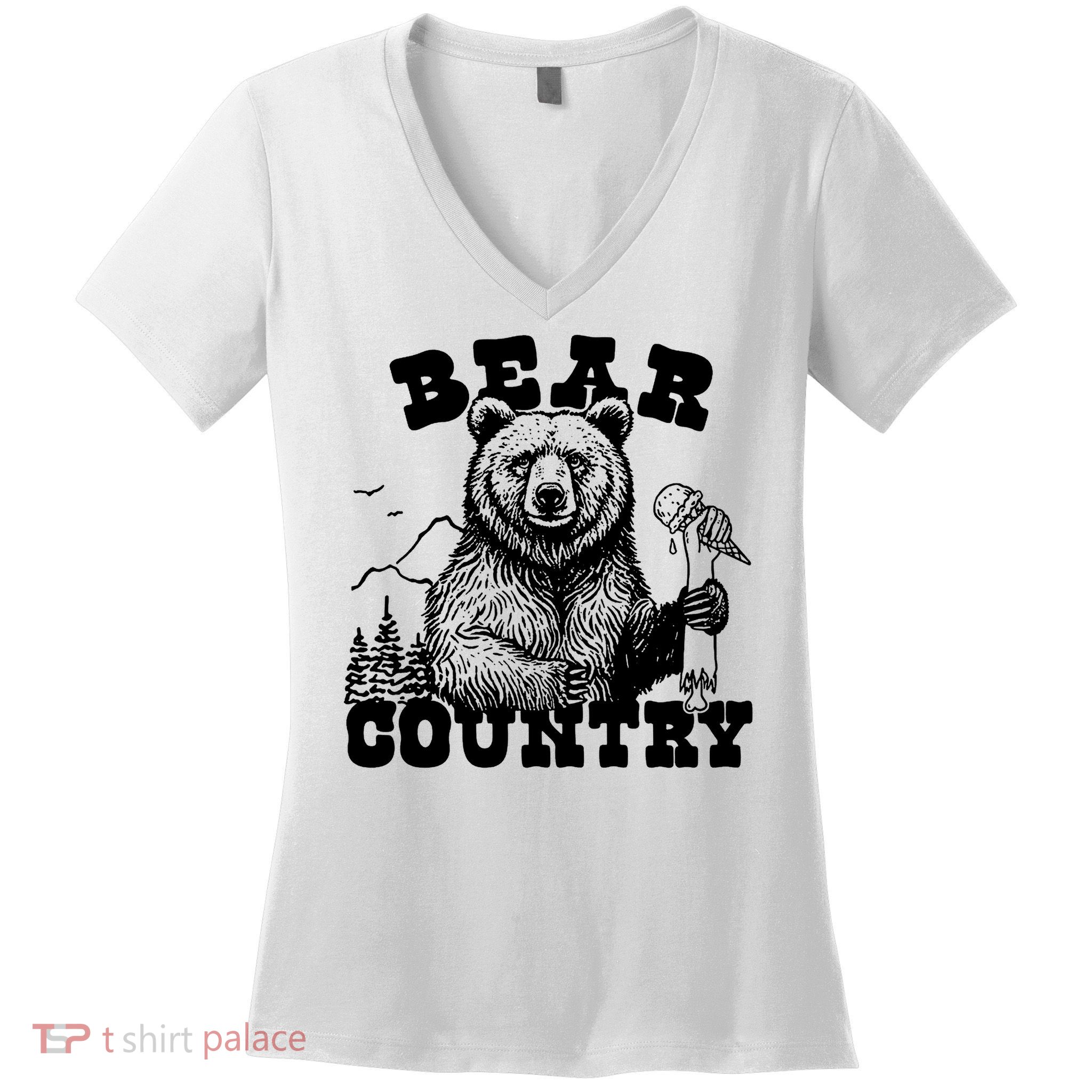 Bear Country Grizzly Bear Yellowstone National Park Yosemite Women's V-Neck T-Shirt